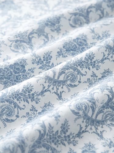 Image of DDECOR Live Beautiful 100% Cotton 145TC Ethnic King Bedsheet with 2 Pillow Covers | Rotary Printed Breathable Fabric | 224 CM X 254 CM | Luxury Bedding for Home | Cresta Collection | Faded Denim Blue