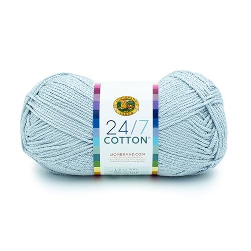 Image of Lion Brand Yarn, 24 /7 Cotton Yarn, Cool Grey, 1 Pack | Light Worsted 100% Mercerized Cotton Yarn for Crochet, Knitting, Craft, 185 Yards of Natural Fiber for Tees, Bags, Dishcloths