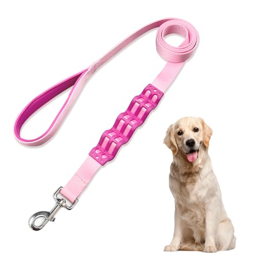 Heavy Duty Dog Leash with Soft Padded Handle, Durable Pet Walking Lead for Medium Large Dogs, Comfortable Training Leash with Secure Clasp, Pink 5FT