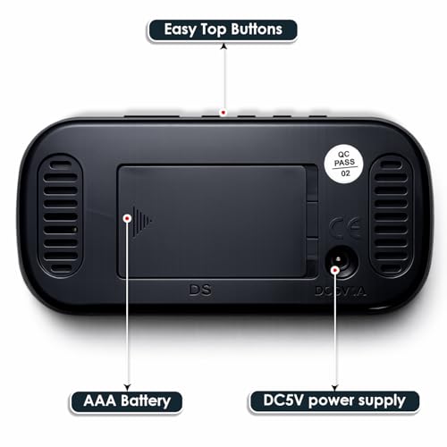 Image of Sehaz Artworks Alarm Clock for Living Room Stylish |Alarm Clock for Heavy Sleepers |Digital Table Clock for Home |Digital Alarm Clock for Bedroom Smart |Digital Watch | Digital Clock for Table - Black