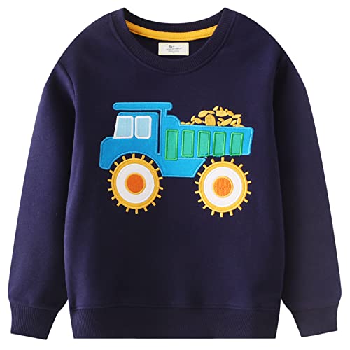 DHASIUE Boys Sweatshirt Jumper Kids Crew Neck Long Sleeve Tops T-Shirt Cotton Tee Shirts Pullover Toddler Clothes Age 3-4 Years