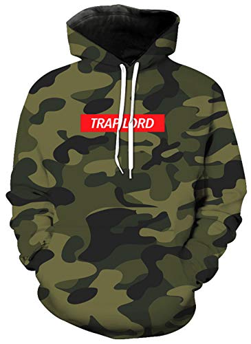 [LIDADA] メンズ 長袖パーカー 迷彩柄 3d プリント カモ カラフル おしゃれ オーバーサイズ 男女兼用 カジュアル 春 秋-NB092-02-XXL