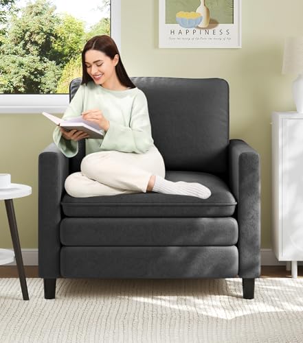 Image of Welzona 3-Layers Cloud Accent Chair, 33 inch Reading Chair, Teddy Arm Chairs