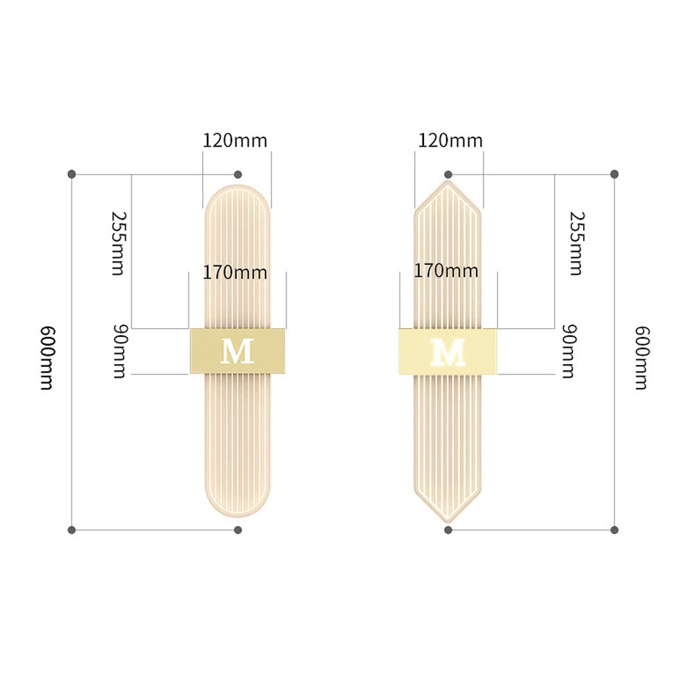 Applique da parete a LED a striscia lunga dorata Lampada da parete moderna in acrilico Lampada da parete per interni rettangolare 8W, 3000K/4000K/6000K regolabile, 23 pollici Apparecchio di il
