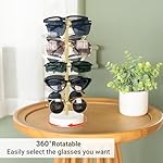 Mkono 360° Rotating Sunglasses Organizer Metal Eyeglass Holder Stand Sunglass Storage Display Eyeglasses Rack for up to 10 Pairs of Eyewear Glasses for Table Dresser Desk Countertop Bedroom, Gold - Image 3