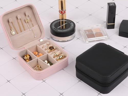Image of Travel Jewelry Case Box Organizer, Small Jewelry Storage Box,Pink,1 Pcs