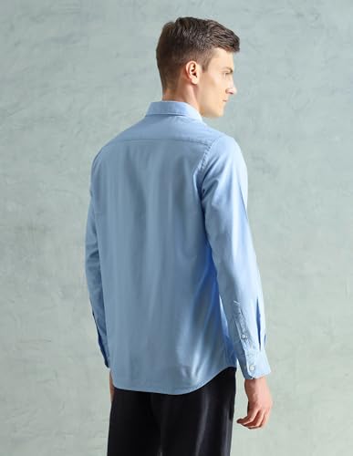 Image of Arrow Sport Solid Slim Fit Cotton Shirt for Men - Full Sleeve Mens Casual Shirts