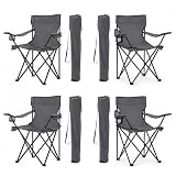 CAMPNEX 4-Pack Folding Camping Chairs, Portable for Beach & Lawn (Grey)