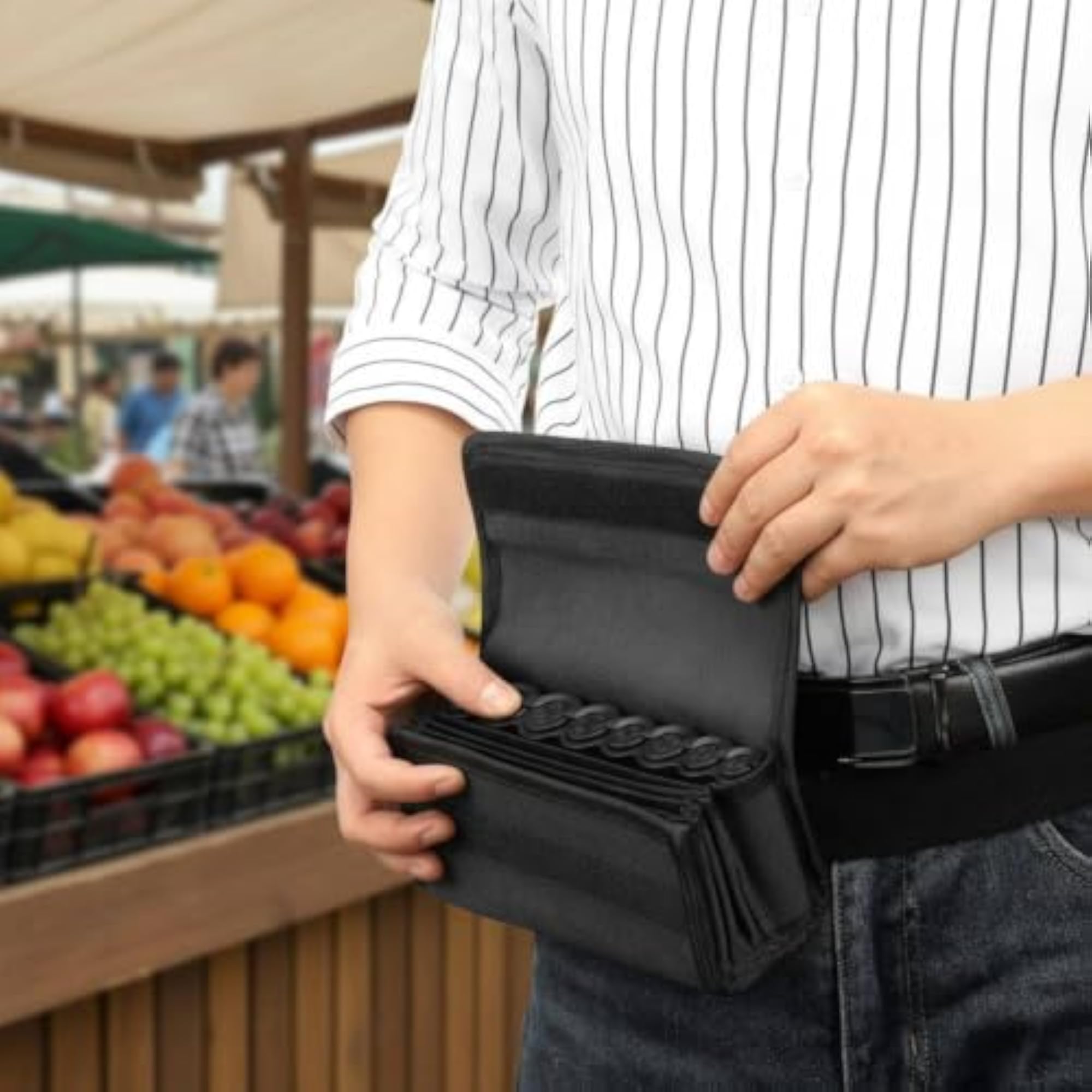 Large Capacity Oxford Cloth Coin Storage Pouch, Lightweight