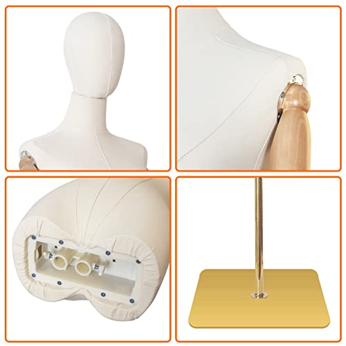 image for SHAREWIN Mannequin Body Female Dress Form Linen Fabric Manikin Torso w