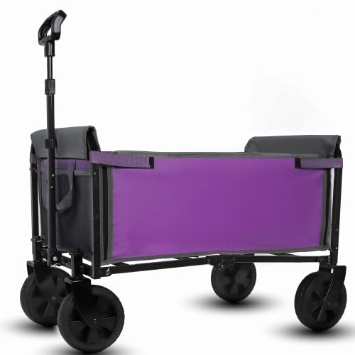 Rolling Folding & Collapsible Garden Cart Versatile Camping Trolley with a Load Capacity of 220 lbs Featuring Cup Holders Ideal for Transporting Pets Carrying Groceries and Shopping