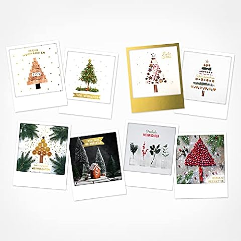 PICKMOTION Set Oh Christmas Tree with 8 Photo Postcards Christmas, Christmas Cards, Gift Cards, Handmade Greeting Cards, Funny Sayings & Motifs X-Mas, Christmas Cards, Gold, BPK-0256 Cover