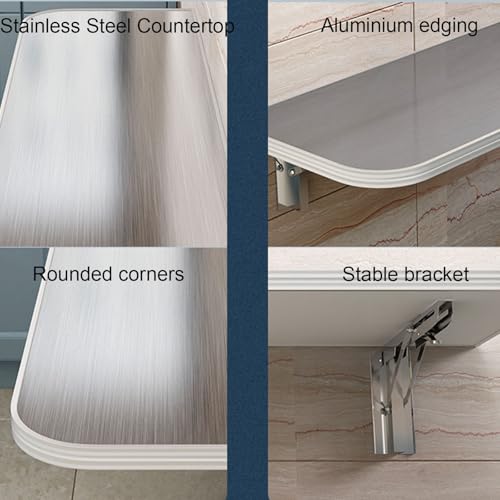Table pliante murale inox 70x40cm table rabattable cuisine et balcon - 4