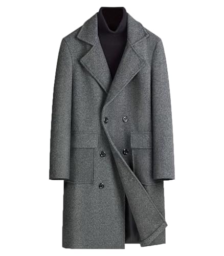 FTIMILD Mens Wool Blend Pea Coat Warm Winter Trench Coat Notched Lapel Double Breasted Overcoat