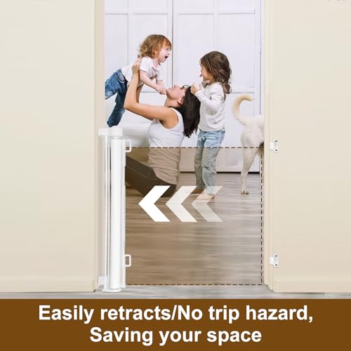 Upgrade-71-Retractable-Baby-Gate-for-Stairs42-Tall-Mesh-Baby-Gate-or-Mesh-Dog-Gate-6-Foot-Retractable-Baby-Gate-Child-Safety-Gate-for-Doorways-Stairs-Hallways-IndoorOutdoorWhite - Cucciolini Doodles   Upgrade-71-Retractable-Baby-Gate-for-Stairs42-Tall-Mesh-Baby-Gate-or-Mesh-Dog-Gate-6-Foot-Retractable-Baby-Gate-Child-Safety-Gate-for-Doorways-Stairs-Hallways-IndoorOutdoorWhite