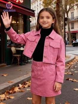 ジャケット・アウター Denim Blouson & Balloon Skirt Set Embroidered Denim Skirt and Cropped Jacket Set | Mabel Love Co