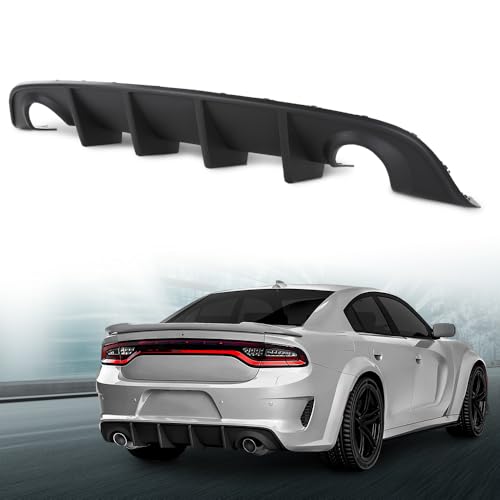 LQI Rear Diffuser Bumper Lip Compatible with Dodge Charger SRT GT R/T Scat Pack Daytona 2015-2023 NOT Fit Widebody Black Rear Body Splitter Valance