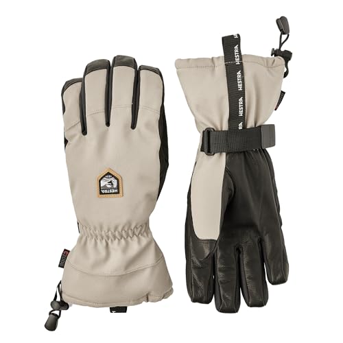 Hestra Unisex CZone Mountain 5-Finger Glove Waterproof Windproof Leather Alpine Ski Glove for Men & Women - Beige - 10