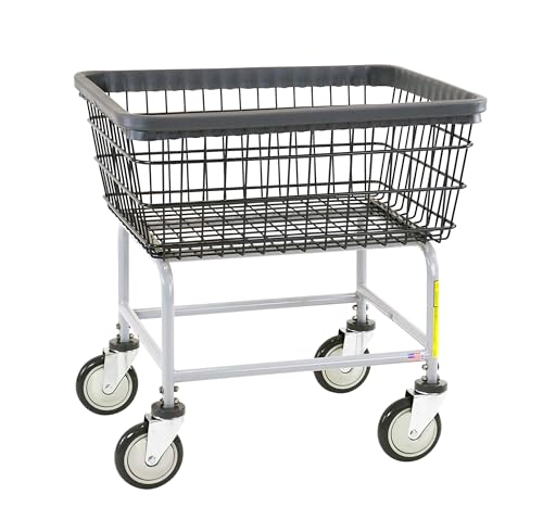 R&B Wire® 100E/D7 Heavy Duty Wire Laundry Cart | 2.5 Bushel | Steel Frame with Dura-Seven™ Anti Rust Coating | Commercial Laundry Basket | Industrial Bumper | 5