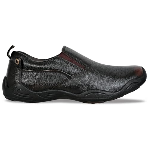 Image of Allen Cooper Genuine Leather Casual Shoes with Ankle Support, Anti Slip Technology, Better Padded and Cotton-Like Memory Foam Cushion Insole(24815Color Options- Black /Brown, Sizes- 6,7,8,9,10)