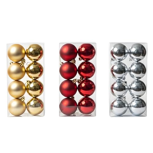 Image of Crackles Christmas Tree Hanging Balls 60MM (Set of 8) | Matt & Shiny Decorative Ornaments | Xmas Tree Decoration Items for Home, Office & Party -Random Colors