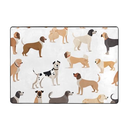 Beagle Dog Print Living Room Anti Slip and Absorbent Carpet, Indoor Bedroom Bed Floor Mat, Ultra Soft Washable Carpet 80x58 in