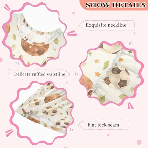 KLL Watercolor Brown Football Girls' Midi Dress Fashion Sundress Spring Summer Crew Neck3