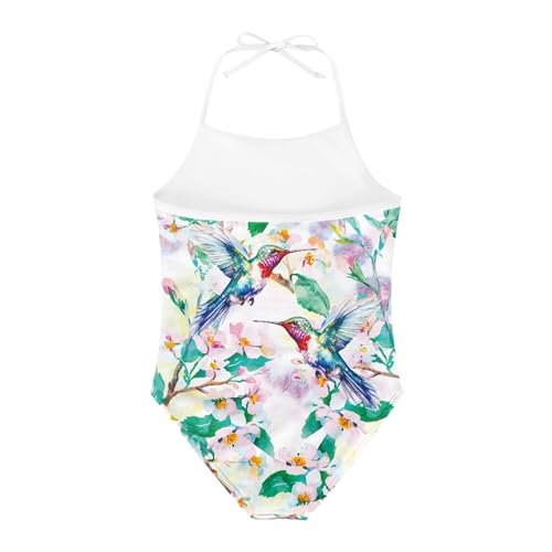Image of Cute Backless One Piece Swimsuits for Girls Adjustable Halter Strap Bathing Suit Beach Swimwear for Girls