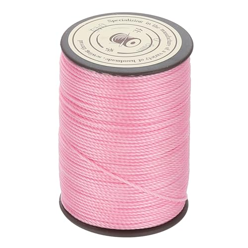 HARFINGTON Waxed Cord 0.8mm Pink Waxed Polyester Cord 54 Yards String Thread Macrame Beading Wax Cord for Bracelet Necklace Jewelry Making