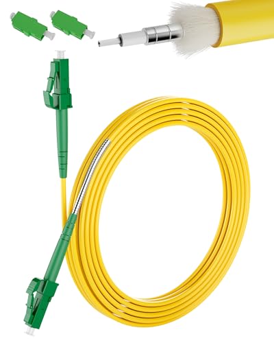 VANDESAIL Câble à fibre optique LCAPC vers LCAPC monomode Simplex 9/125 µm - Câble patch - Câble à fibre optique LSZH avec 2 adaptateurs - Pour FTTH et centre de données - Jaune VANDESAIL Câble à fibre optique LCAPC vers LCAPC monomode Simplex 9/125 µm - Câble patch - Câble à fibre optique LSZH avec 2 adaptateurs - Pour FTTH et centre de données - Jaune