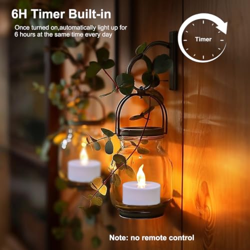 Anziner 12 led teelichter mit Timer, 6 Stunden an und 18 Stunden aus, 3.6 x 3.4 cm elektrische flackernde batteriebetriebene Kerzen… – Ansicht 2