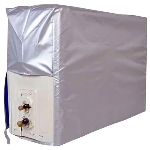 室外機カバー 日除け、エアコン室外機カバー、シルバー、五面体、オールインクルーシブデザイン、レースアップデザイン、大型エアコンに最適 遮熱 遮光 防音 断熱材 日よけ 遮熱シート(94x41x70cm/37x16x27in)