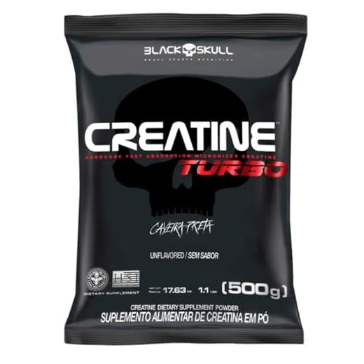 Creatina Turbo 500g Black Skull | Creatina com Máxima Absorção | Suplemento em Pó Refil (1 Refil de 500g)