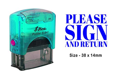 PrintValue Please Sign and Return Self Inking Rubber Stamp Shiny Office Stationary Custom Stamp-Blue Ink