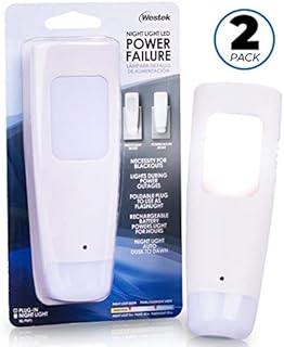 Westek LED Emergency Lights for Home Power Failure, 2 Pack - 3 Function Power Failure Light, Rechargeable Flashlight and Night Light - Must-Have for Snow Storms and Blackouts - NL-PWFL