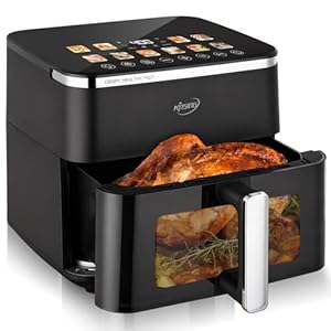 10.6 QT Oilless XL Large Air Fryer, 9 Presets & Keep Warm, Stainless Steel Inner Cavity, 400℉ Precise Temp Control, Shake Reminder, Square Non-Stick&Dishwasher Safe Basket,With Visible Window