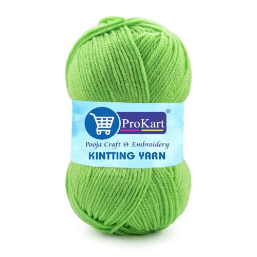 Image of ProKart Premium 4-Ply Woolen Knitting Yarn | 100g Light Green Hand Crochet Soft Wool for Sweaters, Scarves, Hats, Baby Clothes & DIY Craft Accessories (1 Ball x 100g) - PRO25