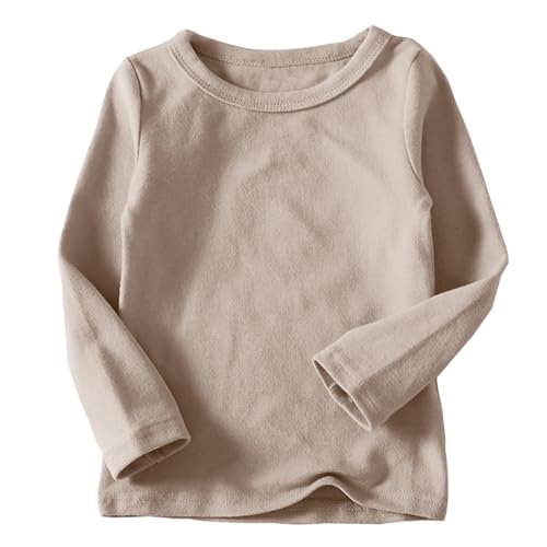 Kids Thin Fleece Shirts Boys Girls Trendy Plain Crewneck Long Sleeve Base Undershirt Loose Soft Pullover Blouse Tops