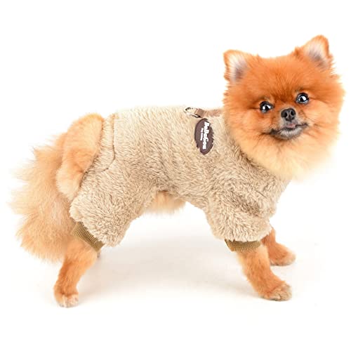 PAIDEFUL Hundepullover Französische Bulldogge Kleine Hunde Warmer Hund Jumper Mädchen Jungen Chihuahua Kleidung Plüsch Pullover Winterkleidung für Welpen Haustiere Katze Herbst Kaltes Wetter Braun M