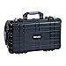 MEIJIA Portable Waterproof Protective Case, Hard Compact Camera Case with Retractable Pull Handle and Rolling Wheels,Customizable Fit Foam Inserted, Black, 22.06X17.93 X10.43 inches