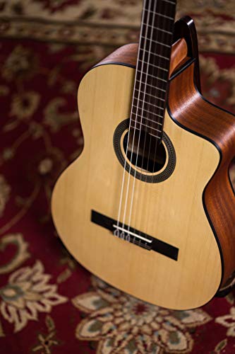 Cordoba C1M-CE Acoustic-Electric Cutaway Nylon String Classical Guitar, Natural, Protege Series - Image 11