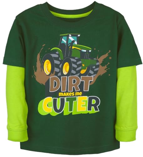 John Deere Green Tractor Dirt Makes Me Cuter Long Sleeve T-Shirt Sizes 2T 3T 4T