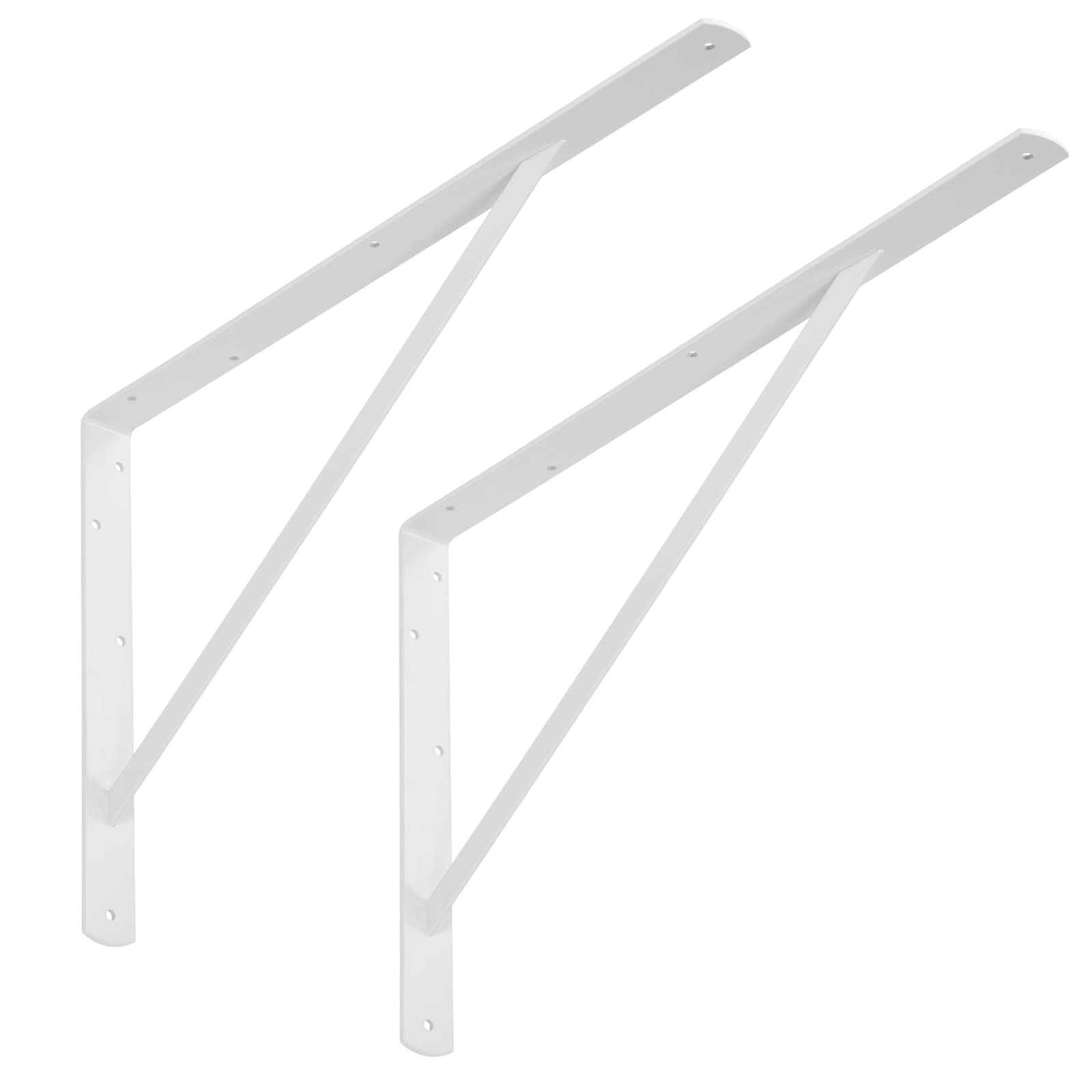 SOTECH 6er Set Regalkonsolen (600 x 375 x 40 mm, weiß, pulverbeschichtet), Schwerlastkonsolen mit Querstrebe zur Stabilisierung