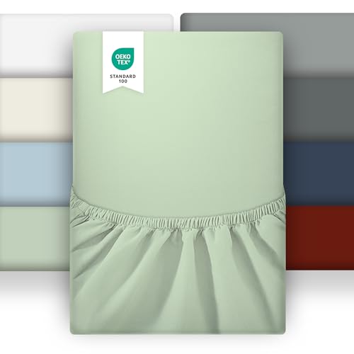 puredown Sábana Bajera Ajustable, Sabana para Cama 80/90x190/200 cm hasta 25 cm de Grosor, Microfibra Cepillada Transpirable, Oeko-Tex, Verde puredown Sábana Bajera Ajustable, Sabana para Cama 80/90x190/200 cm hasta 25 cm de Grosor, Microfibra Cepillada Transpirable, Oeko-Tex, Verde