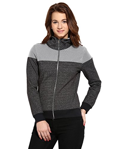 Image of Campus Sutra Women cotton Premium Zipper Hoodie-Grey