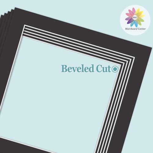 image for MBC Mat Board Center, 5 Pack 12x12 for 10x10 Black Picture Mats Frame 
