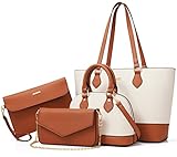 Bagsure Women Fashion Handbags, Handbags for Women, Tote Bag Shoulder Bag Top Handle Satchel Purse Set 4pcs