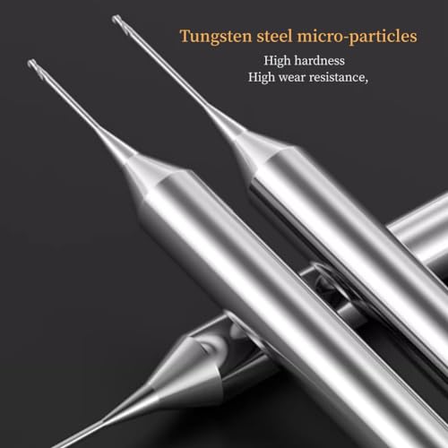 LINZUAN+ 3pcs 0.15mm-0.4mm Tungsten steel Ball nose 2 Flutes End Mills Micro-diameter Carbide End Mill High Precision Engraving Milling Cutter CNC Router Bits for PCB Machine Aluminum (R0.35x4xD4x50)