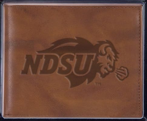 Rico North Dakota State NDSU Bison Embossed Brown Leather Billfold Wallet
