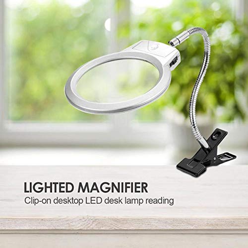 Podświetlana lupa Clip-on Blat biurka Lampa LED do czytania 2x 5x Lupa z dużą soczewką z zaciskiem Chaser of Light